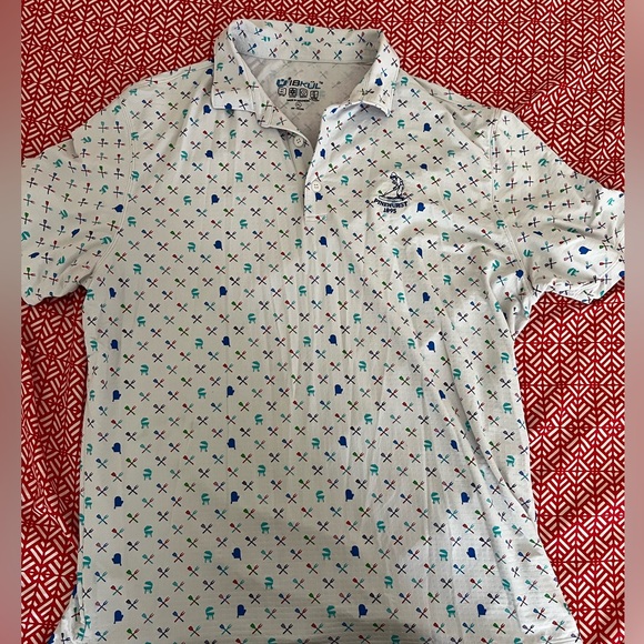 Ibkul White Polo with Blue and Green Accents. Pinehurst logo - Picture 1 of 2